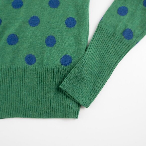 GAP green crewneck sweater w/ blue polka dots size S - Picture 5 of 8